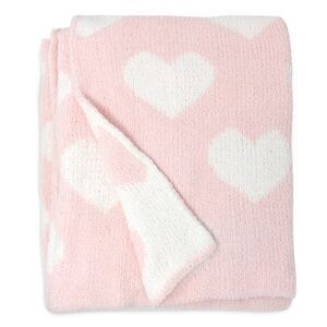 Pink and White Heart Chenille Baby Blanket